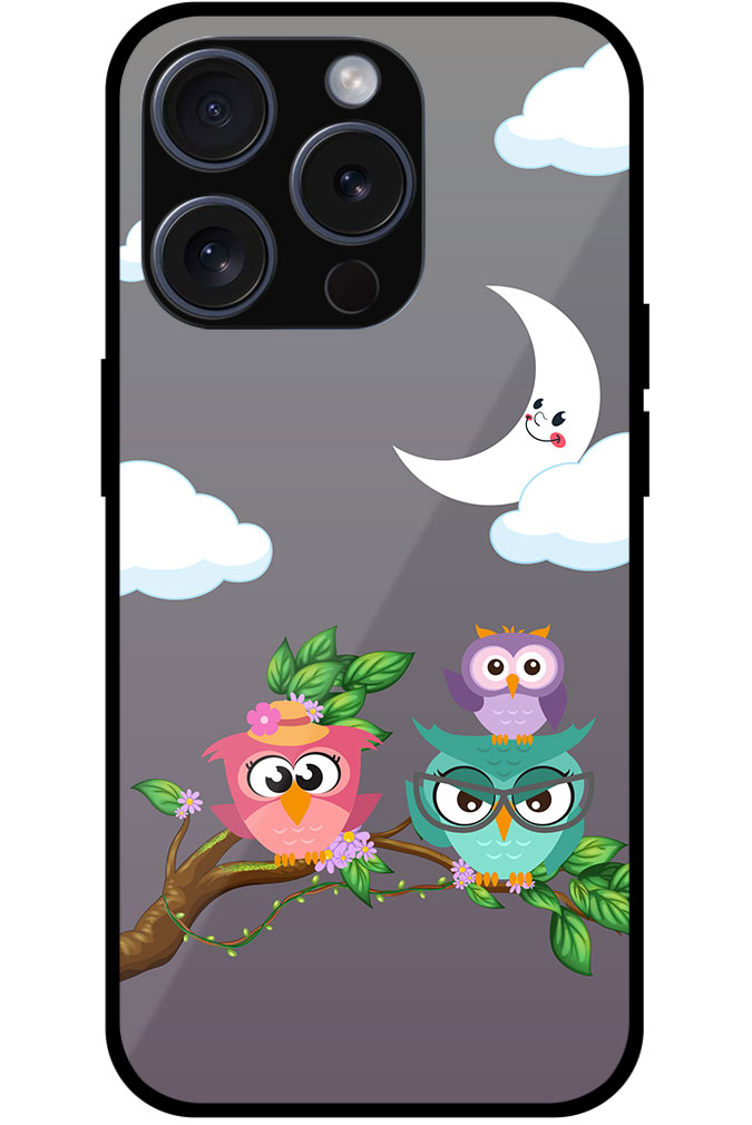 Funny Owl Family Design Metal TPU Printed Case
