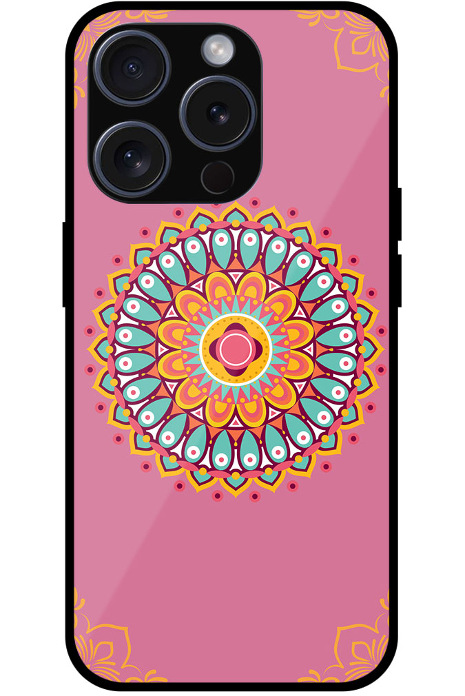 Aesthetic Round Multicolor Rangoli Design Metal TPU Printed Case