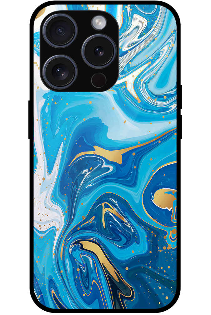 Aesthetic Blue Liquid Marble Artpiece Metal TPU Printed Case