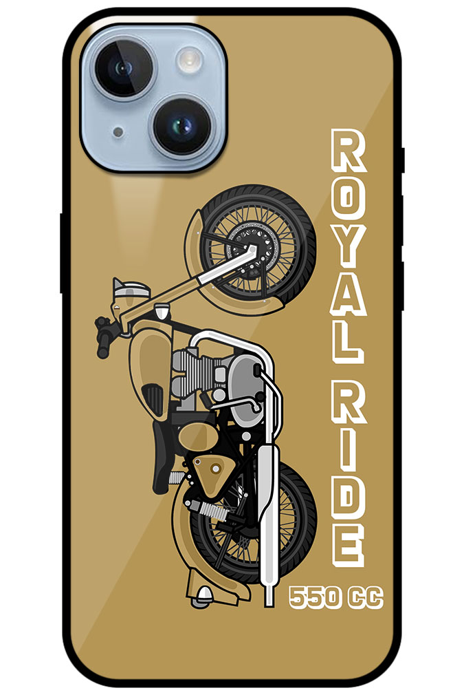Royal Ride 550cc Motorbike Design Metal TPU Printed Case for Apple iPhone 14