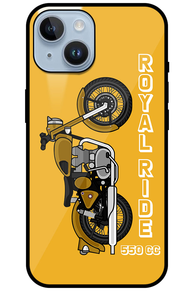 Royal Ride 550cc Motorbike Design Metal TPU Printed Case for Apple iPhone 14