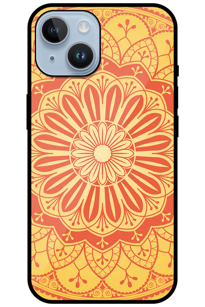 Circular Flower Mandala Design Metal TPU Printed Case for Apple iPhone 14
