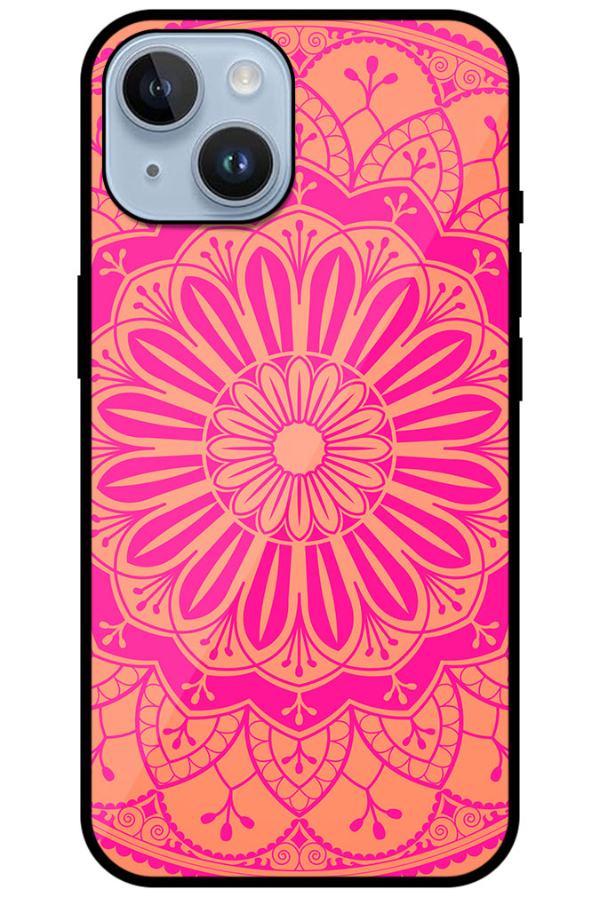 Circular Flower Mandala Design Metal TPU Printed Case for Apple iPhone 14