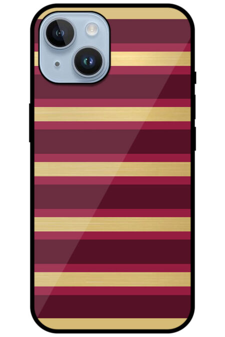 Gold Foil Stripe Pattern Metal TPU Printed Case for Apple iPhone 14
