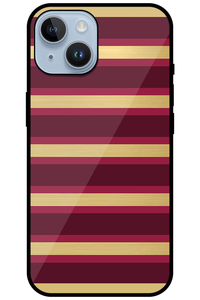 Gold Foil Stripe Pattern Metal TPU Printed Case for Apple iPhone 14
