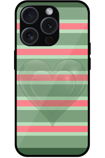 Dual Heart Horizontal Stripes Pattern Metal TPU Printed Case
