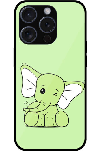 Cute Baby Elephant Clipart Metal TPU Printed Case