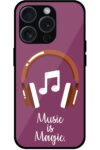 Music Is Magic Headphones Vector Illustration Metal TPU Printed Case