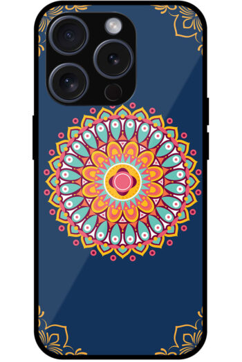 Aesthetic Round Multicolor Rangoli Design Metal TPU Printed Case