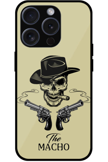 Macho Skull Smoking Cigar Illustration Metal TPU Printed Case