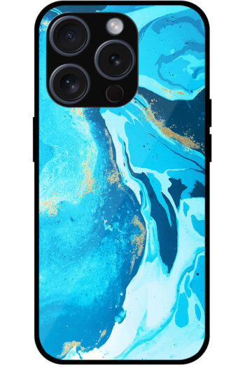 Aesthetic Blue Liquid Marble Artpiece Metal TPU Printed Case