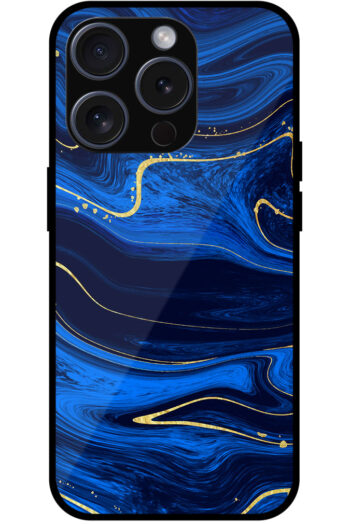 Aesthetic Blue Liquid Marble Artpiece Metal TPU Printed Case