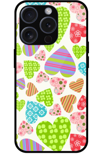 Polka Dot Stripe Multiheart Pattern Metal TPU Printed Case