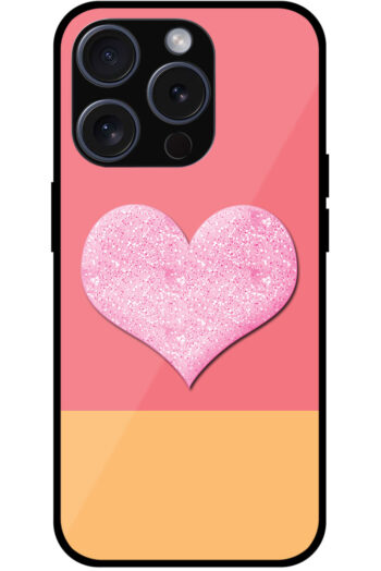 Cute Pink Glitter Heart Design Metal TPU Printed Case