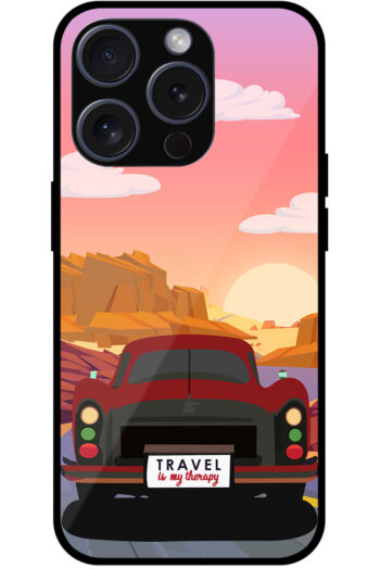 Classic Car Sunset Graphic Illustration Metal TPU Printed Case