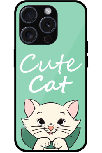 Cute Cat Vector Graphic Metal TPU Printed Case