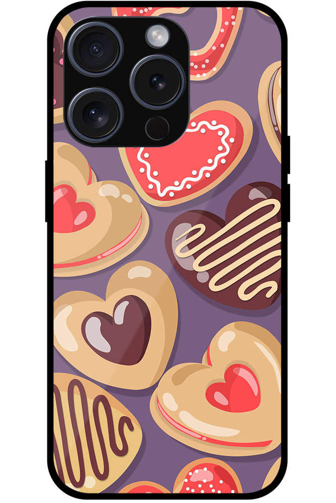 Heart Shaped Cookies Pattern Metal TPU Printed Case