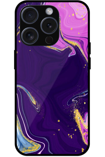 Glitter Gold Liquid Marble Design Metal TPU Printed Case