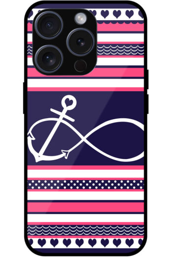 Anchor Heart Stripe Pattern Metal TPU Printed Case