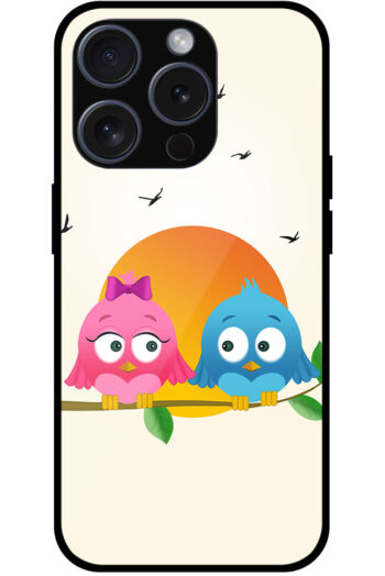 Sunset Bird Couple Graphic Illustration Metal TPU Printed Case