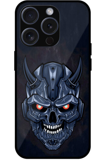 Evil Robotic Skull Illustration Metal TPU Printed Case