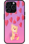 Cute Teddy Heart Pattern Metal TPU Printed Case