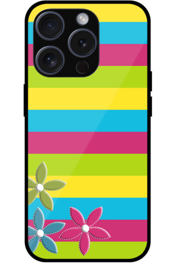 Flower Stripe Pattern Metal TPU Printed Case