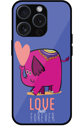 Love Forever Cartoon Elephant Design Metal TPU Printed Case