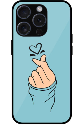 Korean Hand Love Symbol Design Metal TPU Printed Case