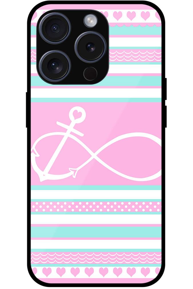 Anchor Heart Stripe Pattern Metal TPU Printed Case