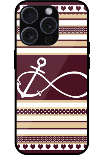 Anchor Heart Stripe Pattern Metal TPU Printed Case