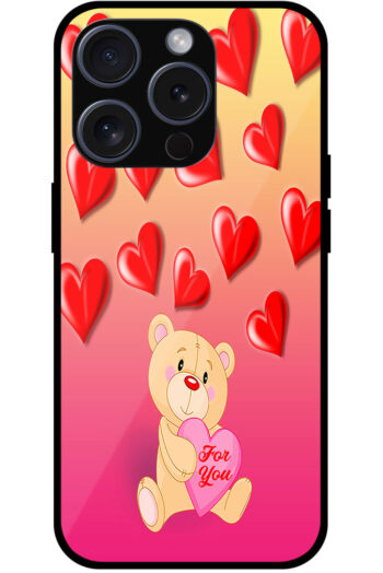 Cute Teddy Heart Pattern Metal TPU Printed Case