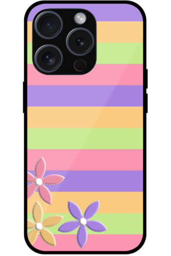 Flower Stripe Pattern Metal TPU Printed Case