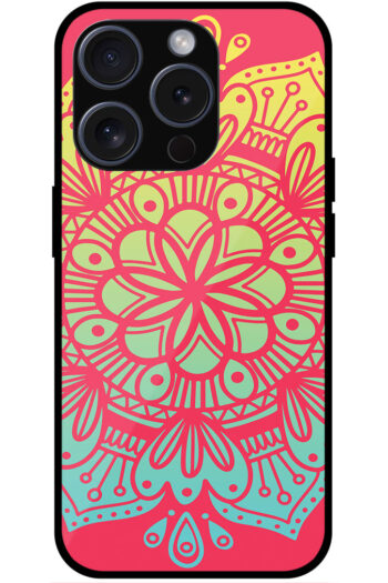 Colorful Mandala Style Floral Artpiece Metal TPU Printed Case