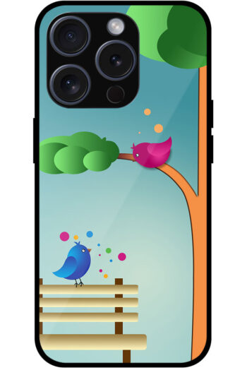 Cartoon Bird Couple Design Metal TPU Printed Case