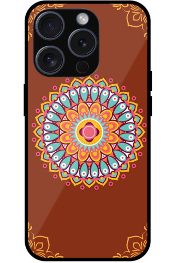 Aesthetic Round Multicolor Rangoli Design Metal TPU Printed Case