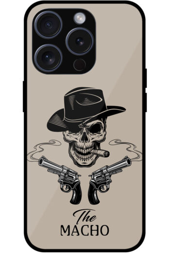 Macho Skull Smoking Cigar Illustration Metal TPU Printed Case