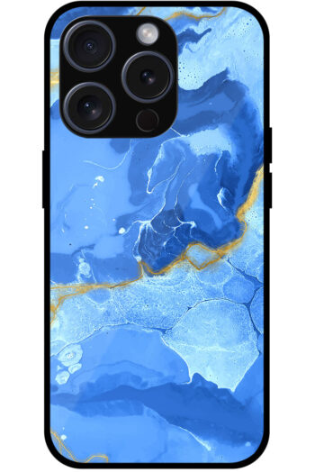 Aesthetic Blue Liquid Marble Artpiece Metal TPU Printed Case