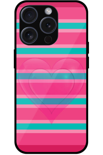Dual Heart Horizontal Stripes Pattern Metal TPU Printed Case