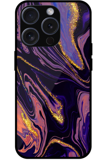 Glitter Gold Liquid Marble Design Metal TPU Printed Case