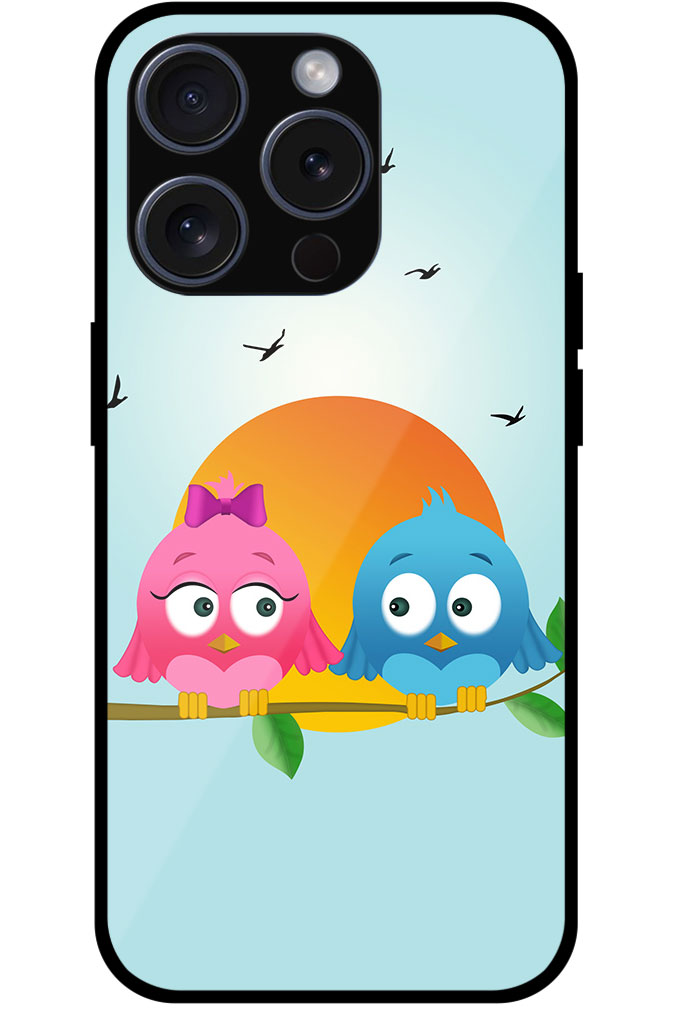 Sunset Bird Couple Graphic Illustration Metal TPU Printed Case