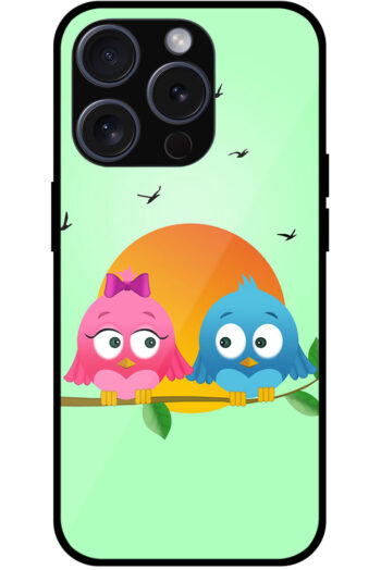 Sunset Bird Couple Graphic Illustration Metal TPU Printed Case