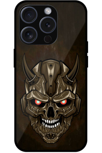 Evil Robotic Skull Illustration Metal TPU Printed Case