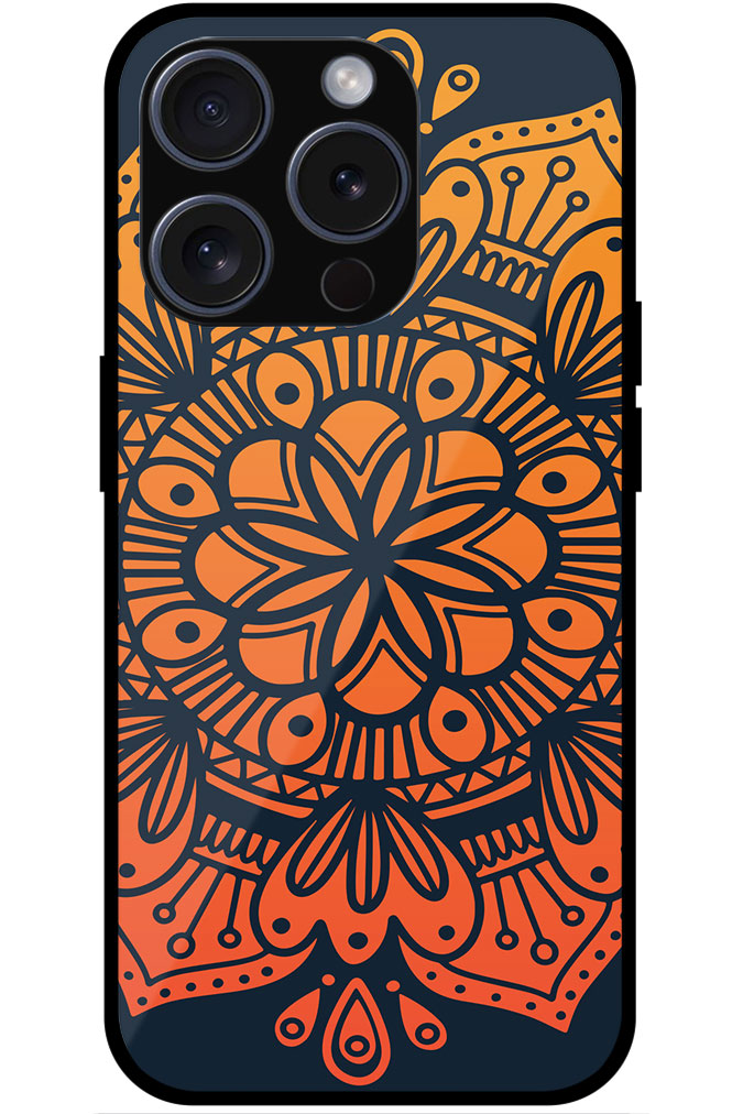 Colorful Mandala Style Floral Artpiece Metal TPU Printed Case