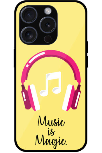 Music Is Magic Headphones Vector Illustration Metal TPU Printed Case