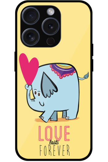 Love Forever Cartoon Elephant Design Metal TPU Printed Case