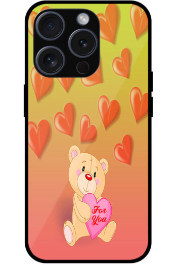 Cute Teddy Heart Pattern Metal TPU Printed Case