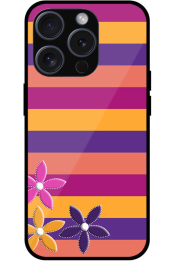 Flower Stripe Pattern Metal TPU Printed Case