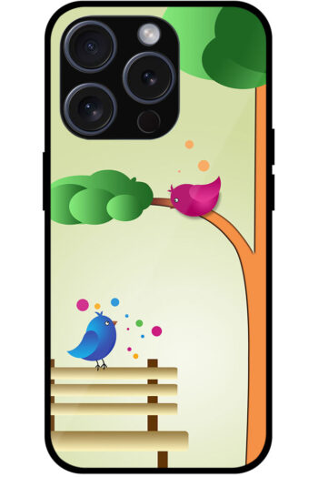 Cartoon Bird Couple Design Metal TPU Printed Case