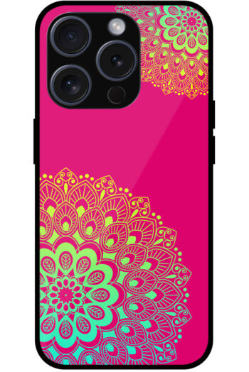 Fancy Round Colorful Floral Design Metal TPU Printed Case